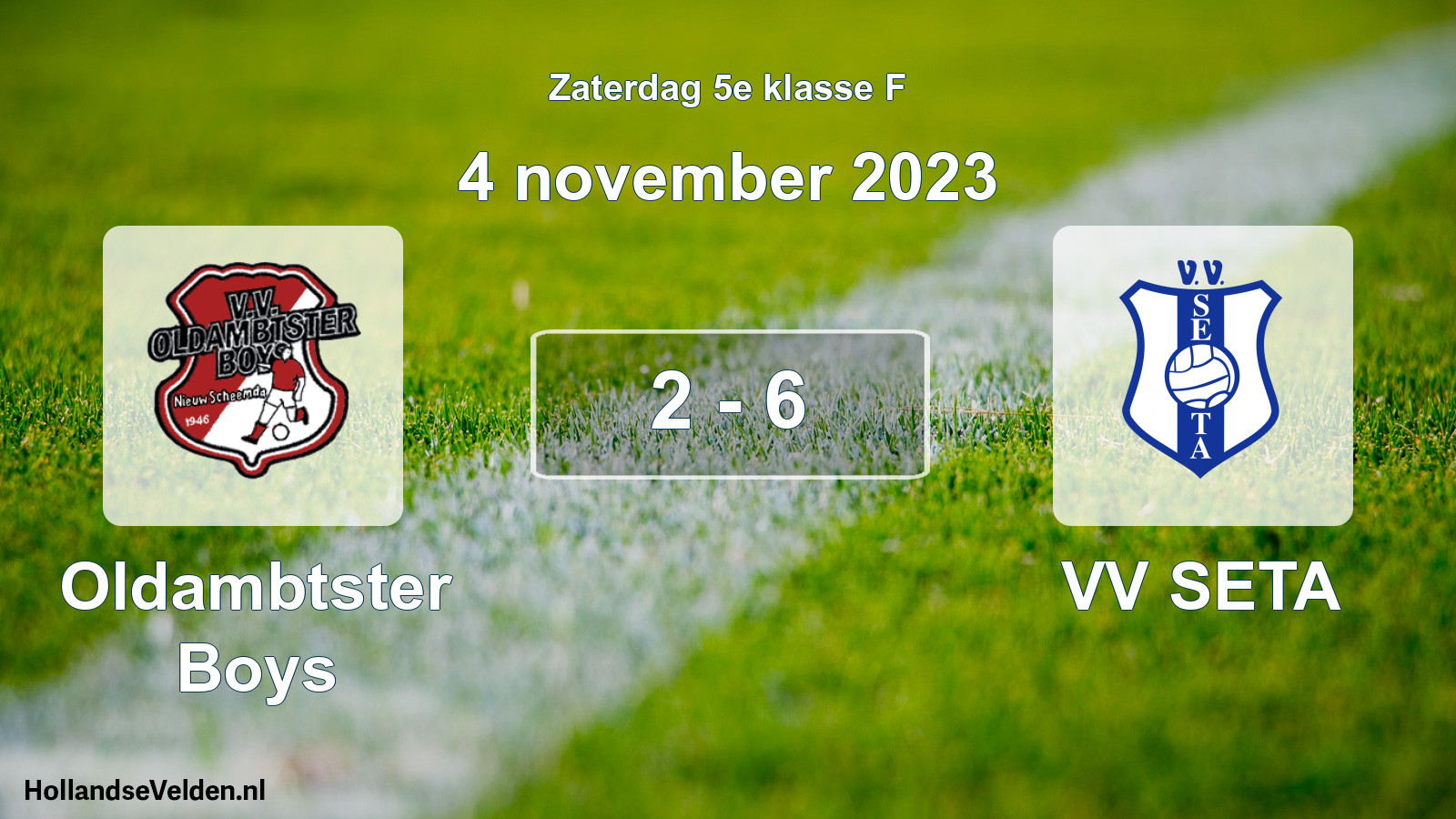 Total number of matches played: Oldambtster Boys - VV SETA 2 - 6 (4 November 2023)