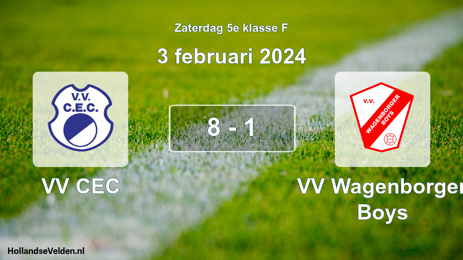Total number of matches played: VV CEC - VV Wagenborger Boys 8 - 1 (3 February 2024)