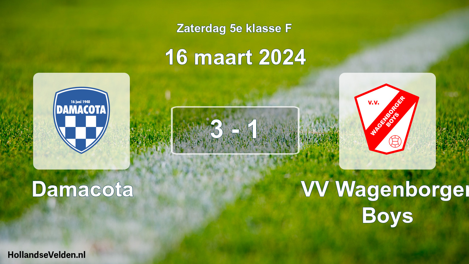 Total number of matches played: Damacota - VV Wagenborger Boys 3 - 1 (16 March 2024)