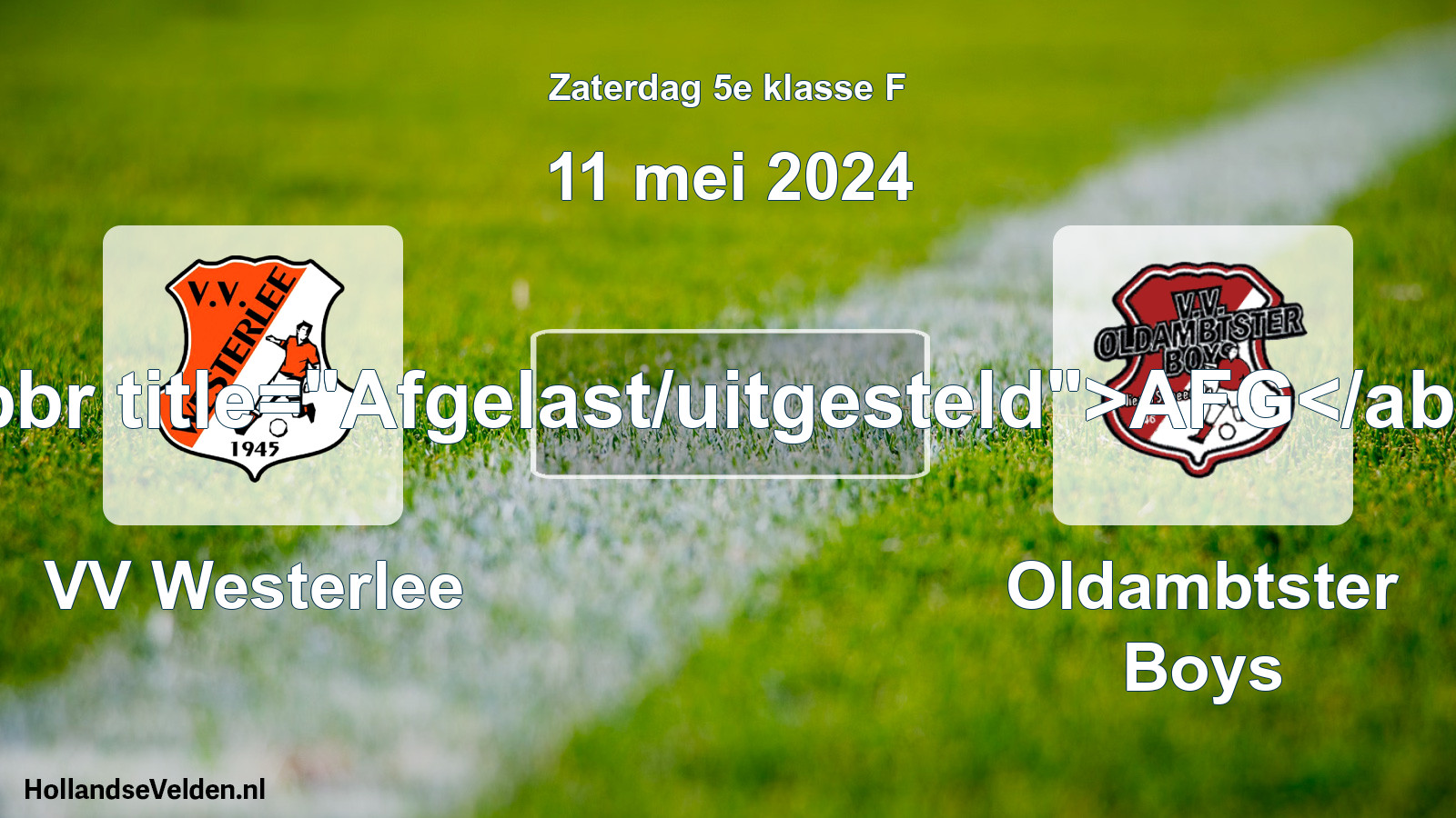 Scheduled Match: VV Westerlee - Oldambtster Boys (11 May 2024)