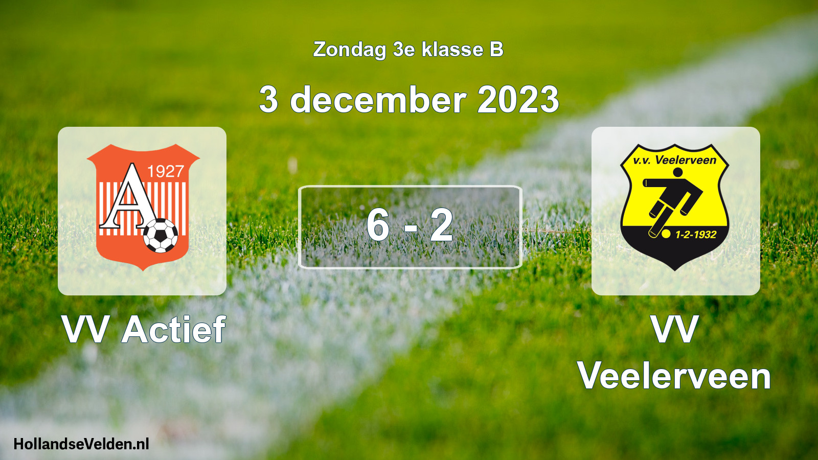 Total number of matches played: VV Actief - VV Veelerveen 6 - 2 (3 December 2023)