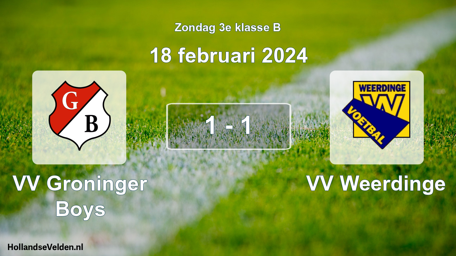 Total number of matches played: VV Groninger Boys - VV Weerdinge 1 - 1 (18 February 2024)