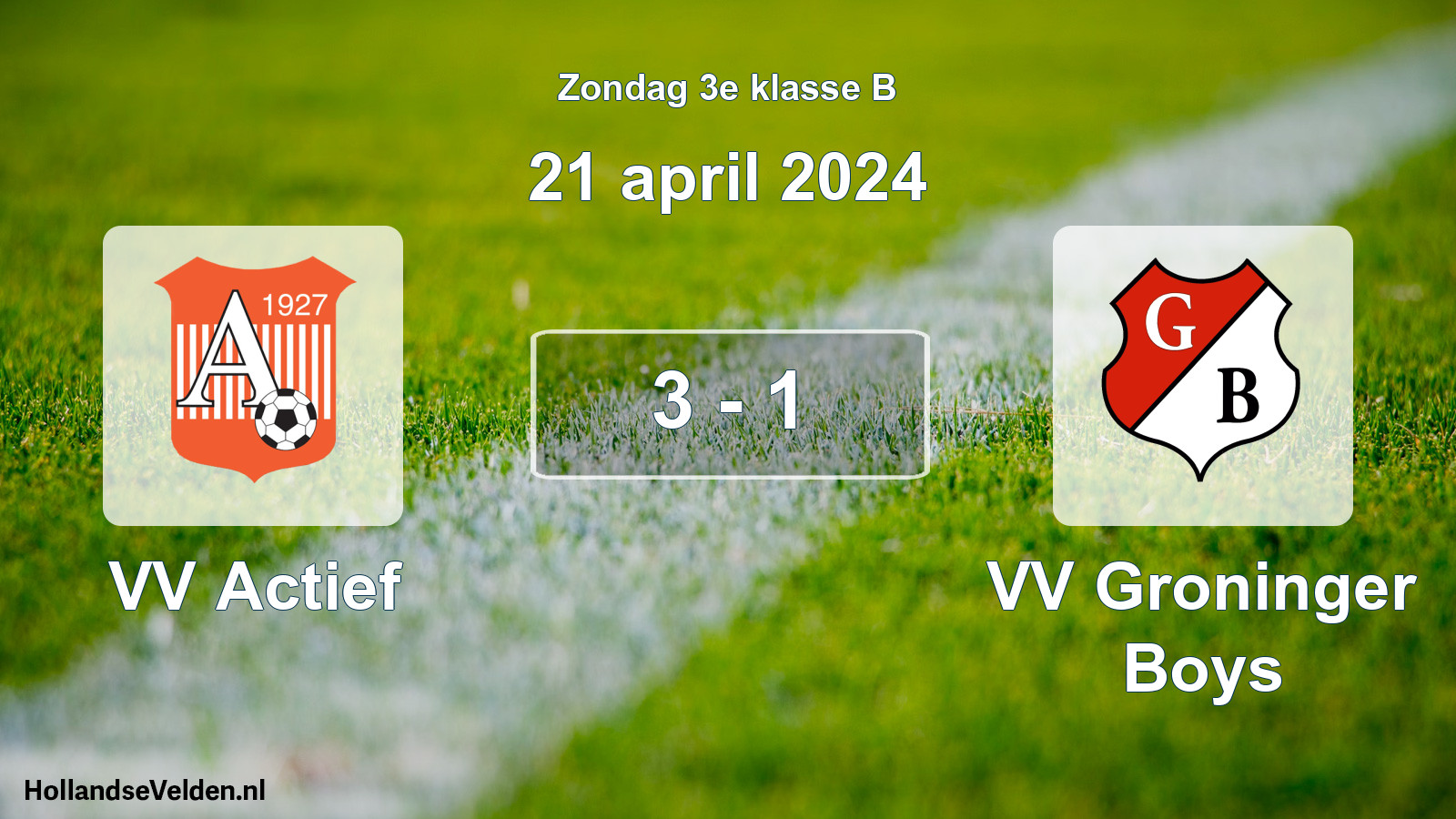 Total number of matches played: VV Actief - VV Groninger Boys 3 - 1 (21 April 2024)