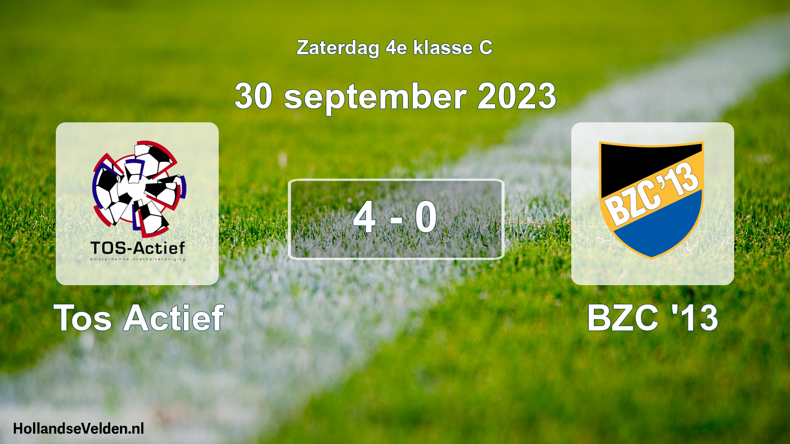 Total number of matches played: Tos Actief - BZC '13 4 - 0 (30 September 2023)