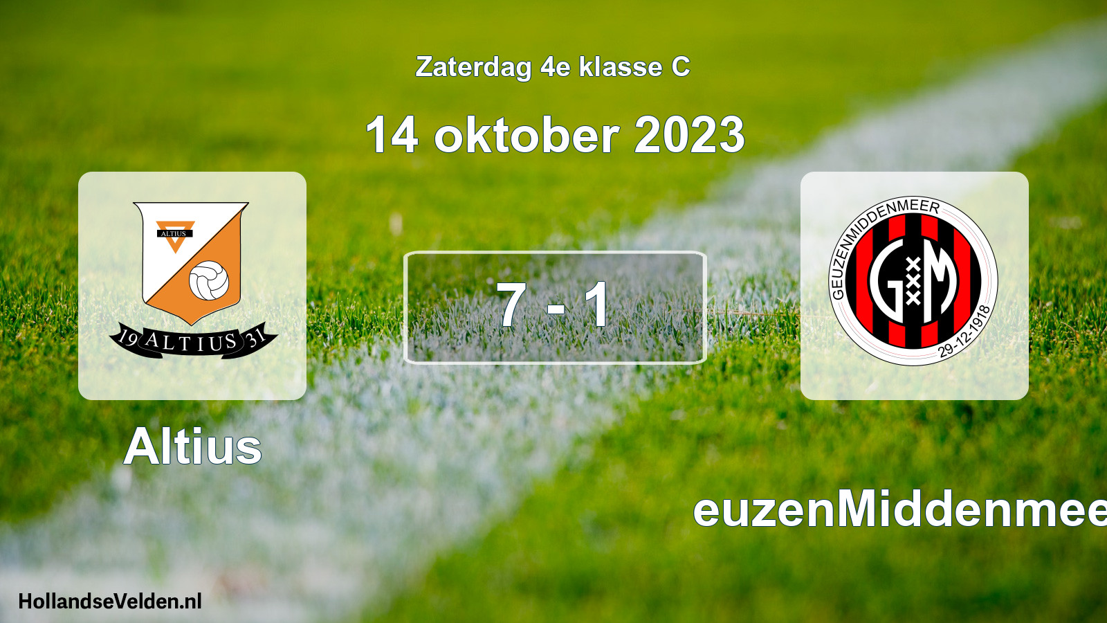 Total number of matches played: Altius - GeuzenMiddenmeer 7 - 1 (14 October 2023)