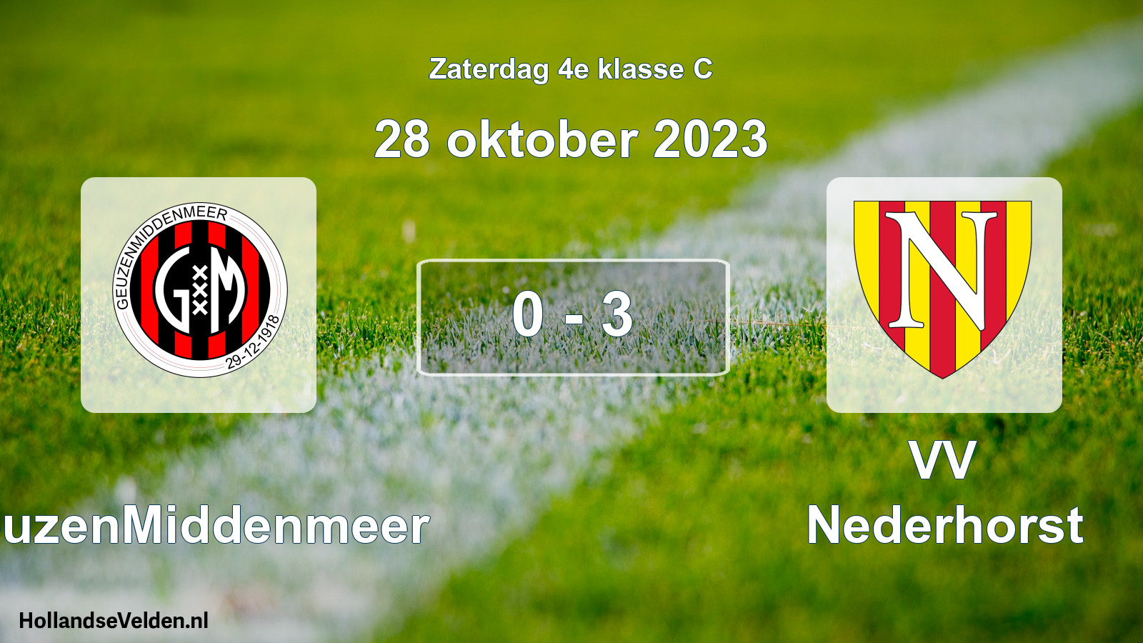 Total number of matches played: GeuzenMiddenmeer - VV Nederhorst 0 - 3 (28 October 2023)