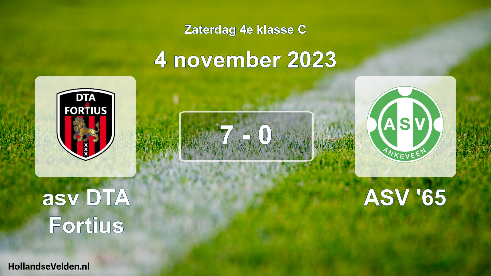 Total number of matches played: asv DTA Fortius - ASV '65 7 - 0 (4 November 2023)