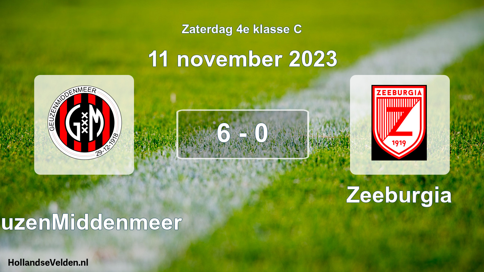 Total number of matches played: GeuzenMiddenmeer - Zeeburgia 6 - 0 (11 November 2023)