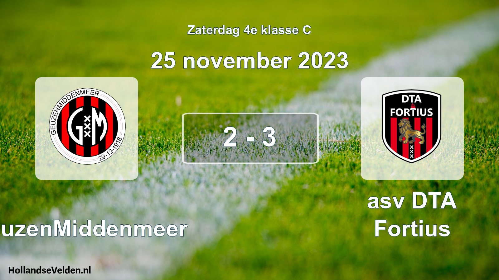 Total number of matches played: GeuzenMiddenmeer - asv DTA Fortius 2 - 3 (25 November 2023)