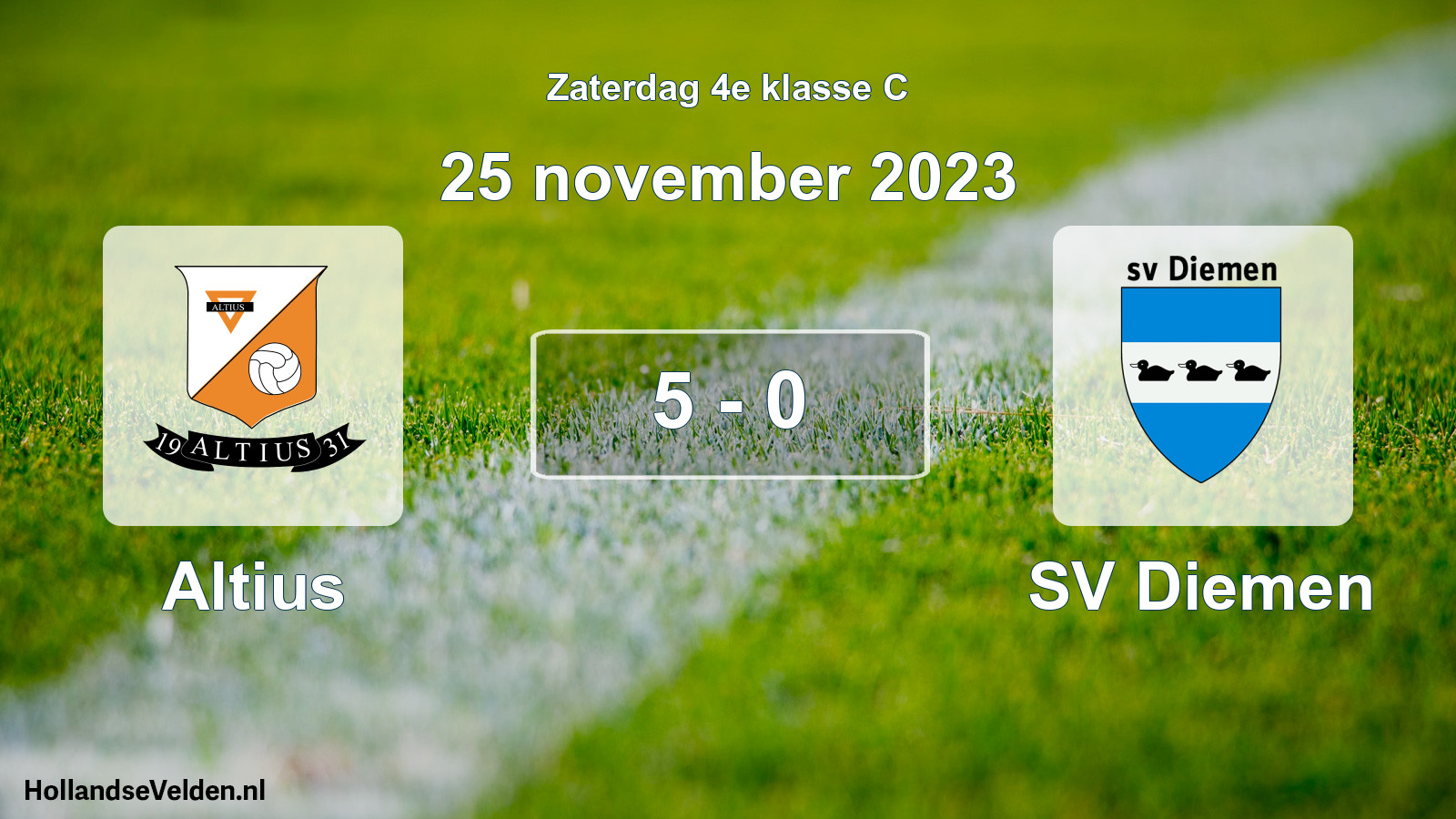 Total number of matches played: Altius - SV Diemen 5 - 0 (25 November 2023)
