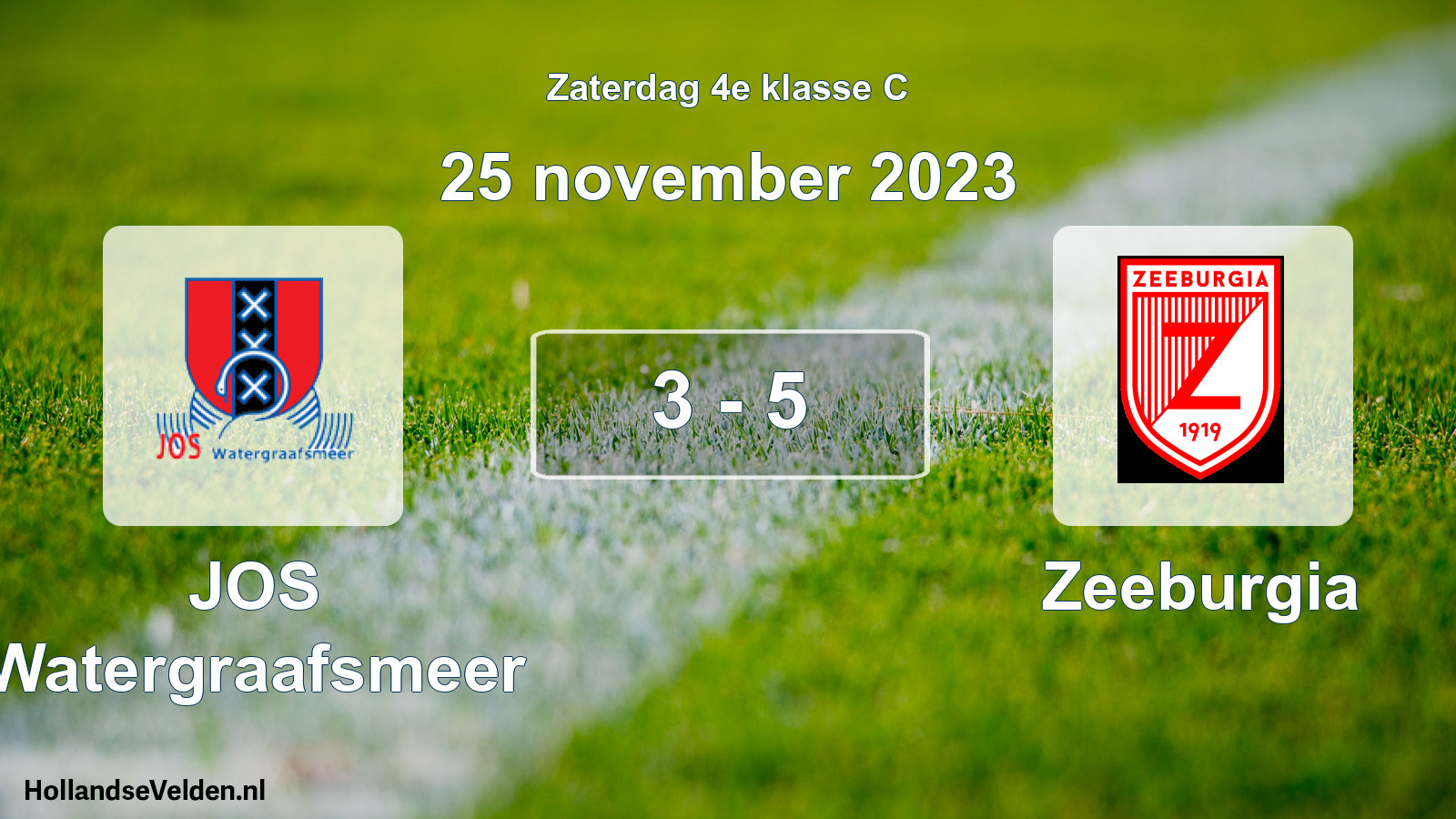 Total number of matches played: JOS Watergraafsmeer - Zeeburgia 3 - 5 (25 November 2023)