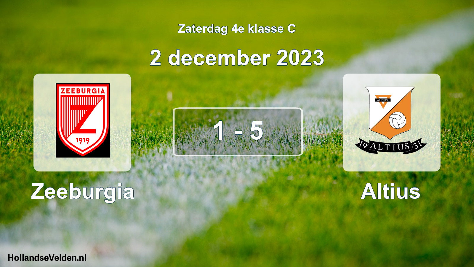 Total number of matches played: Zeeburgia - Altius 1 - 5 (2 December 2023)