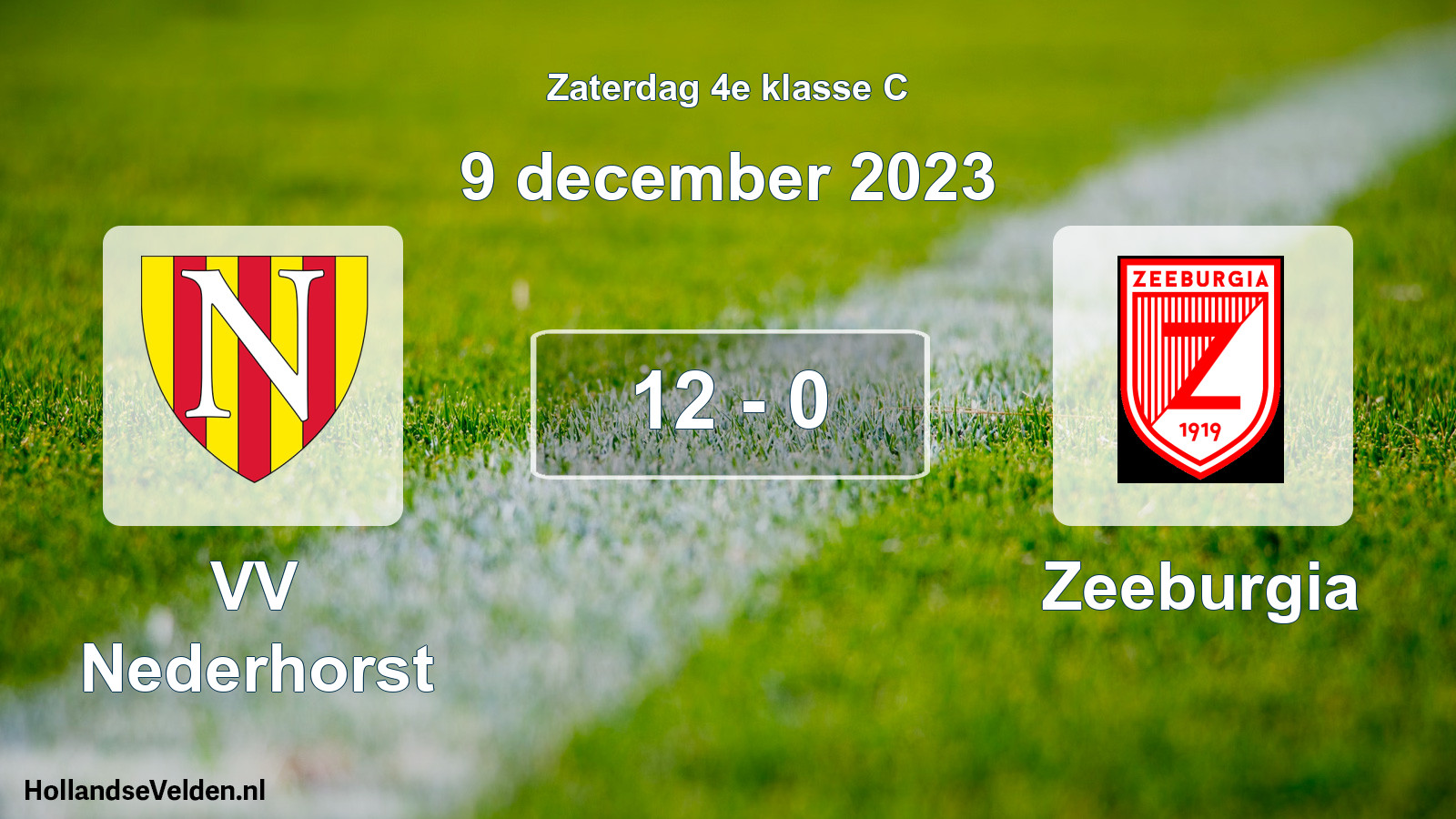 Total number of matches played: VV Nederhorst - Zeeburgia 12 - 0 (9 December 2023)