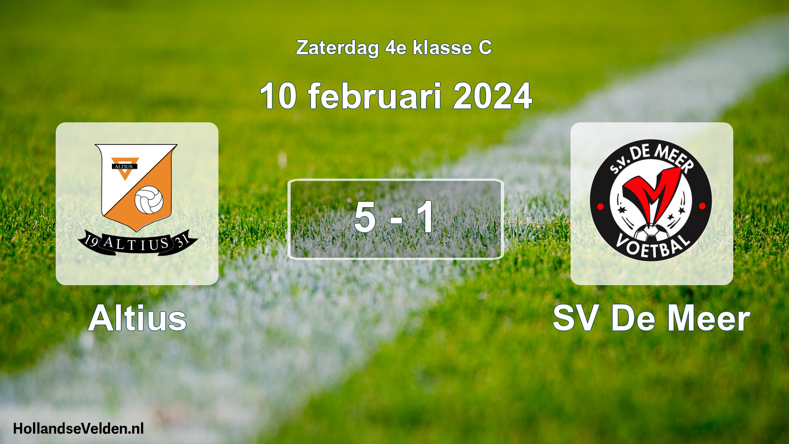 Total number of matches played: Altius - SV De Meer 5 - 1 (10 February 2024)