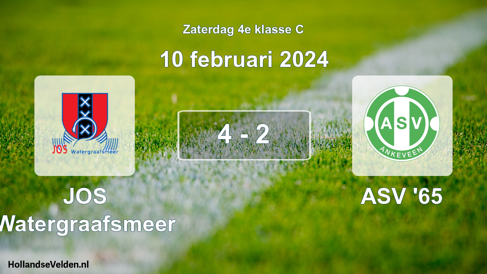 Total number of matches played: JOS Watergraafsmeer - ASV '65 4 - 2 (10 February 2024)