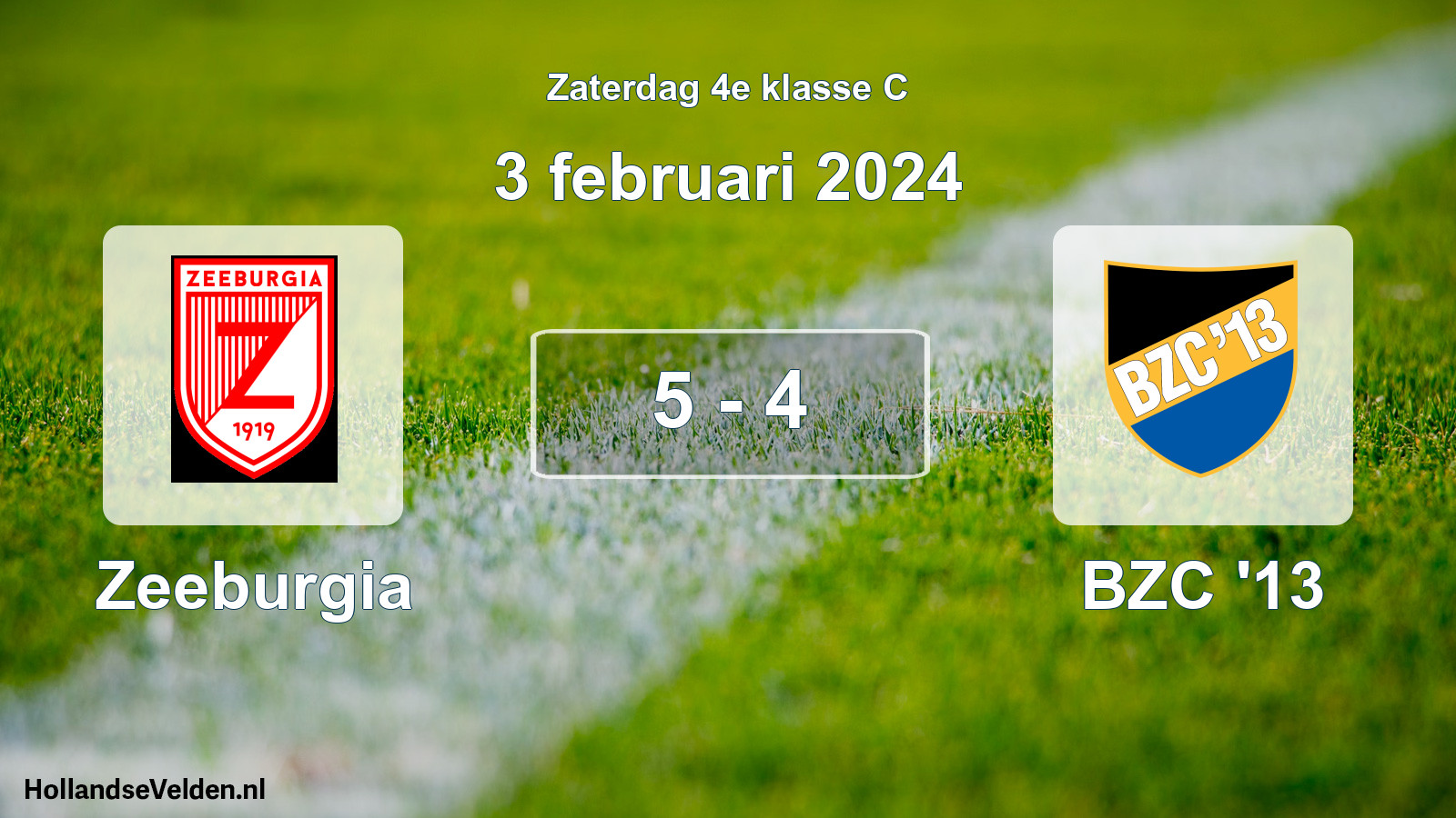 Total number of matches played: Zeeburgia - BZC '13 5 - 4 (3 February 2024)