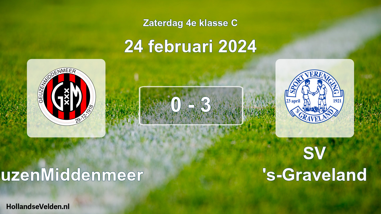 Total number of matches played: GeuzenMiddenmeer - SV 's-Graveland 0 - 3 (24 February 2024)
