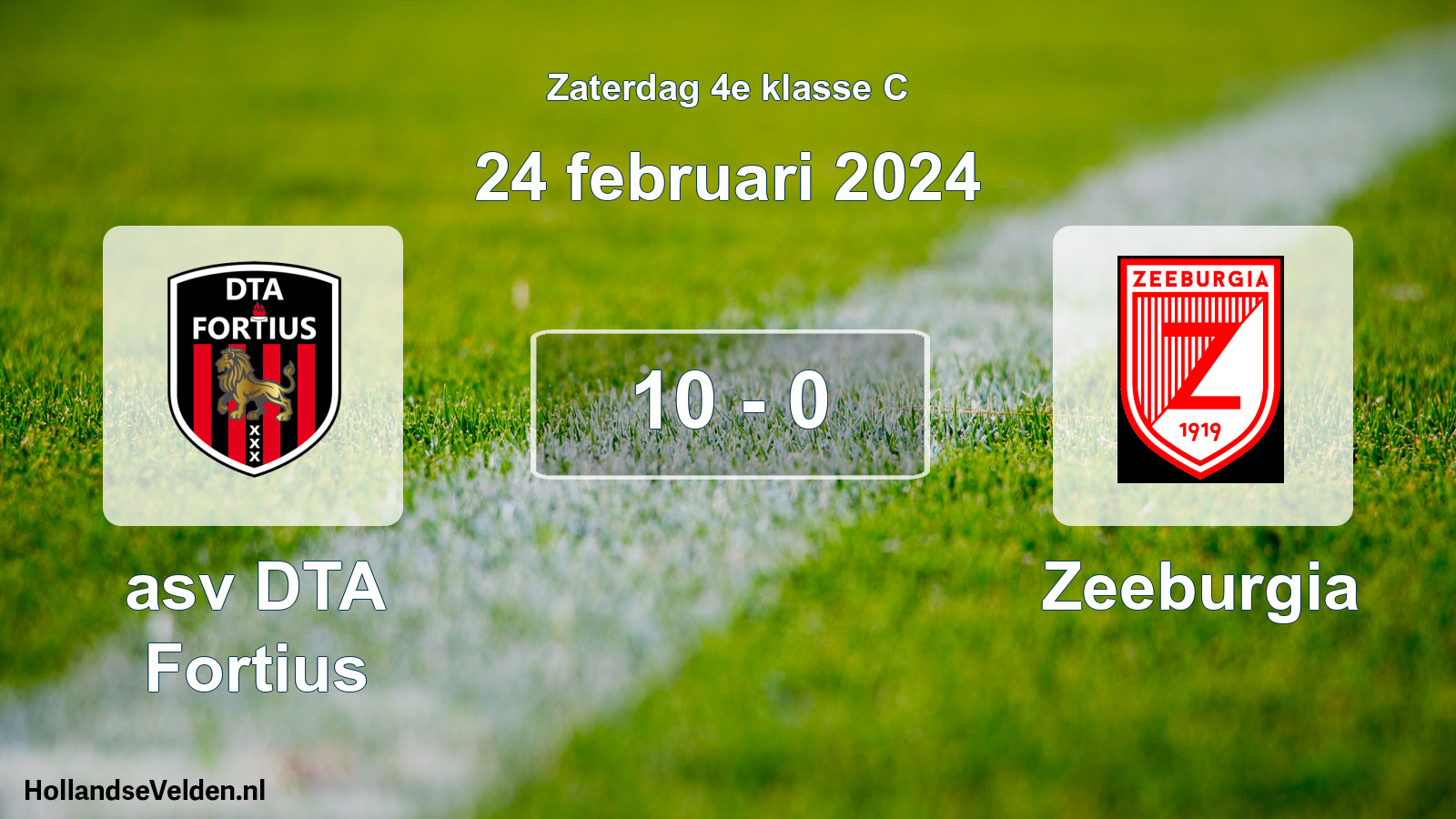 Total number of matches played: asv DTA Fortius - Zeeburgia 10 - 0 (24 February 2024)