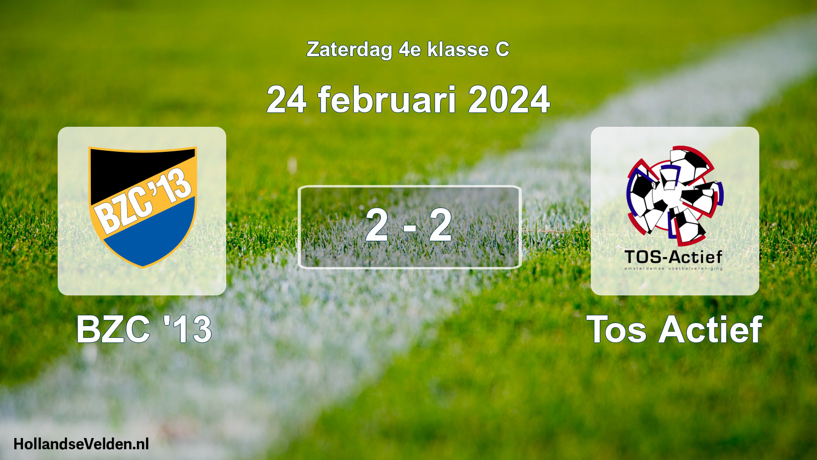 Total number of matches played: BZC '13 - Tos Actief 2 - 2 (24 February 2024)