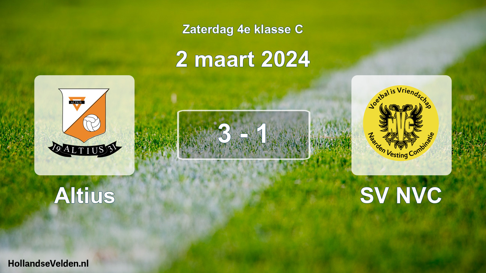 Total number of matches played: Altius - SV NVC 3 - 1 (2 March 2024)