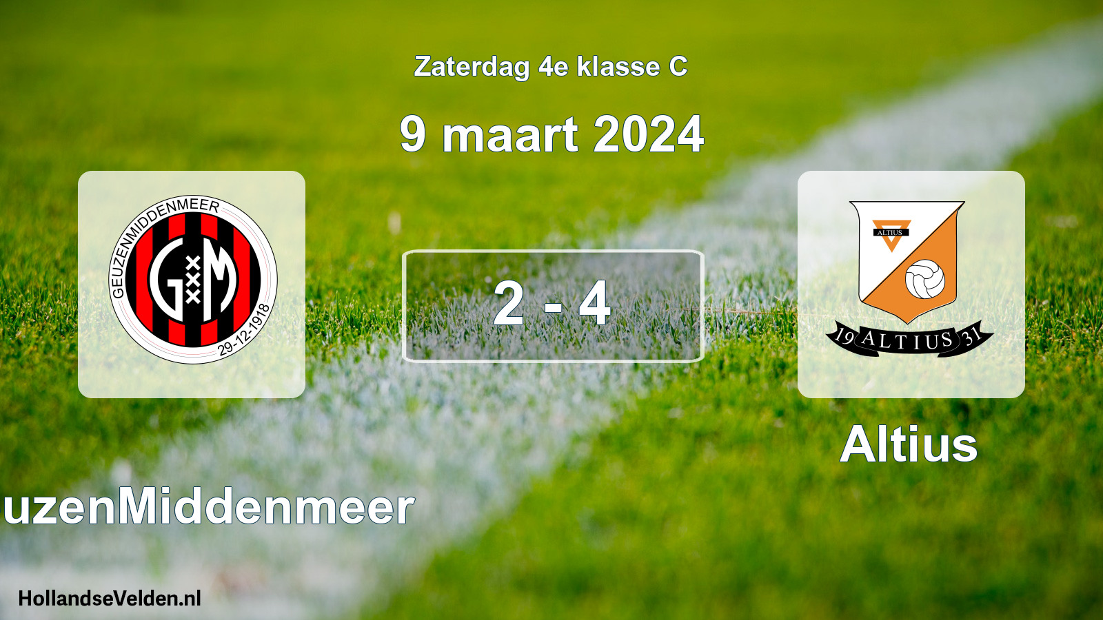 Total number of matches played: GeuzenMiddenmeer - Altius 2 - 4 (9 March 2024)