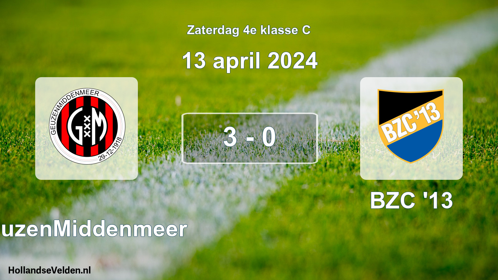 Total number of matches played: GeuzenMiddenmeer - BZC '13 3 - 0 (13 April 2024)