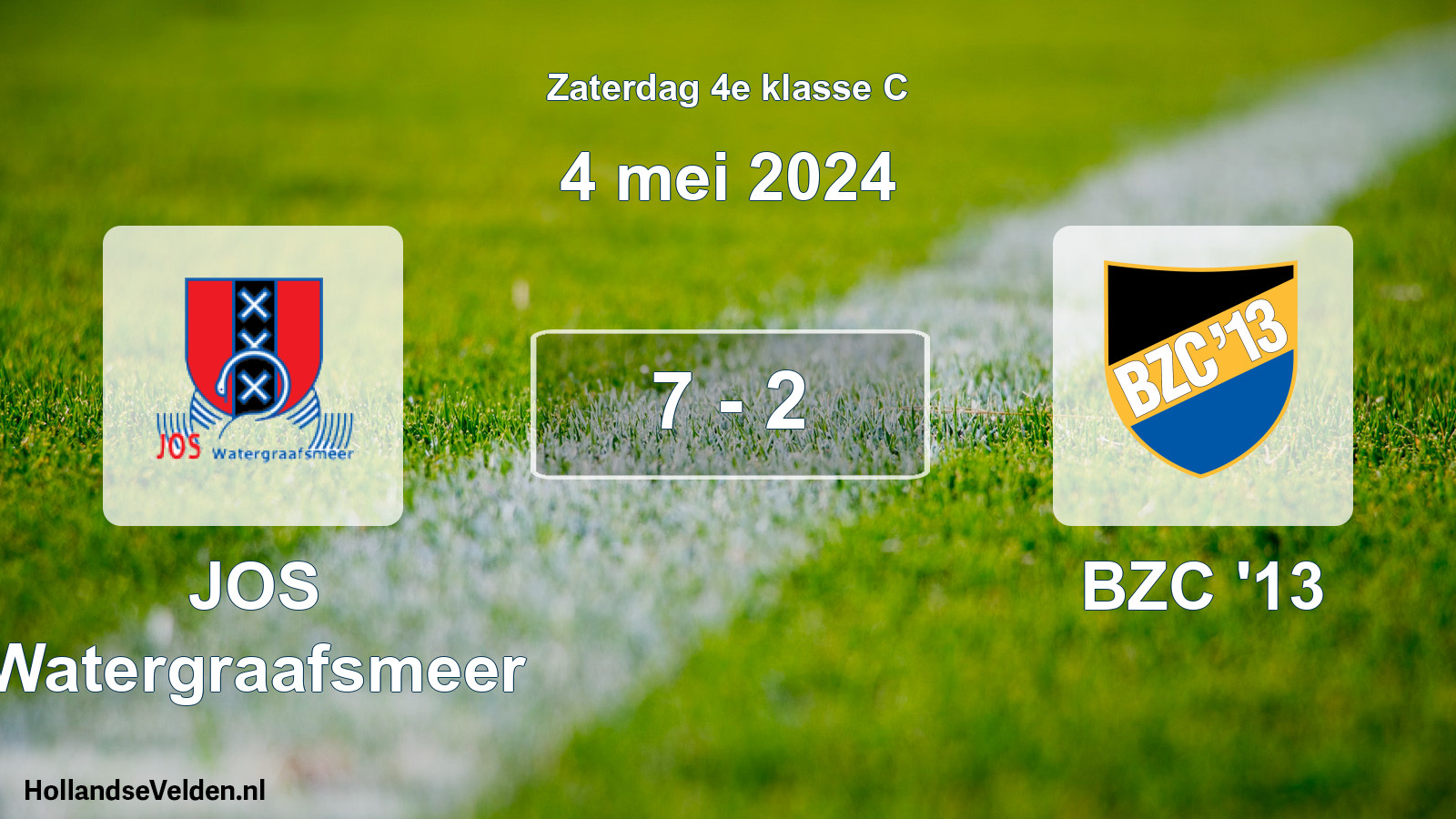 Total number of matches played: JOS Watergraafsmeer - BZC '13 7 - 2 (4 May 2024)