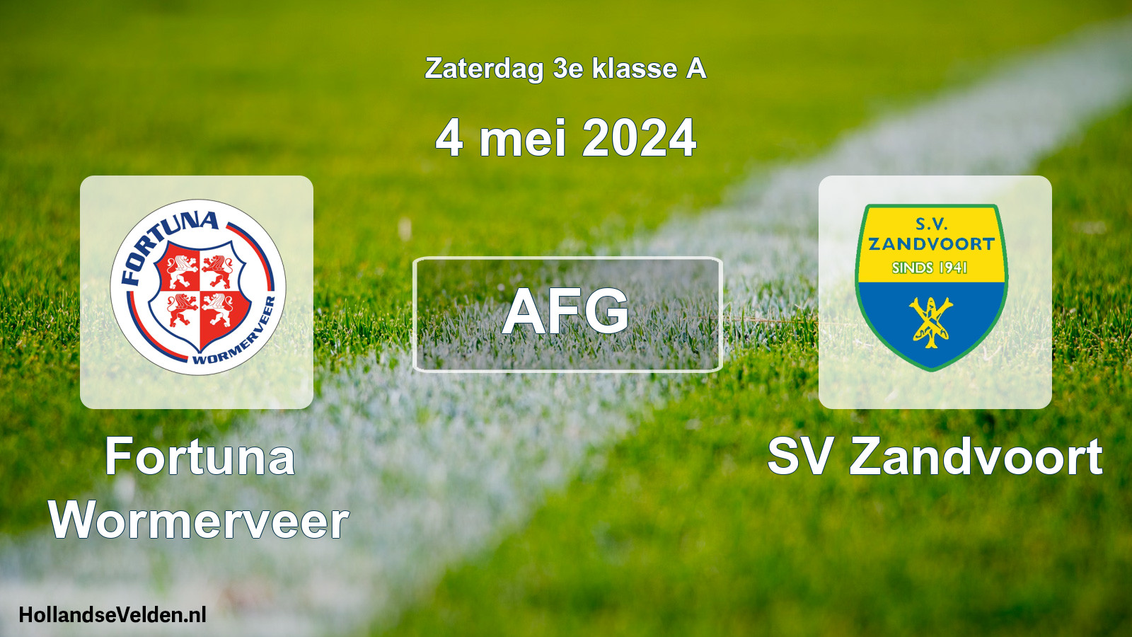 Geplande wedstrijd: Fortuna Wormerveer - SV Zandvoort (4 mei 2024)