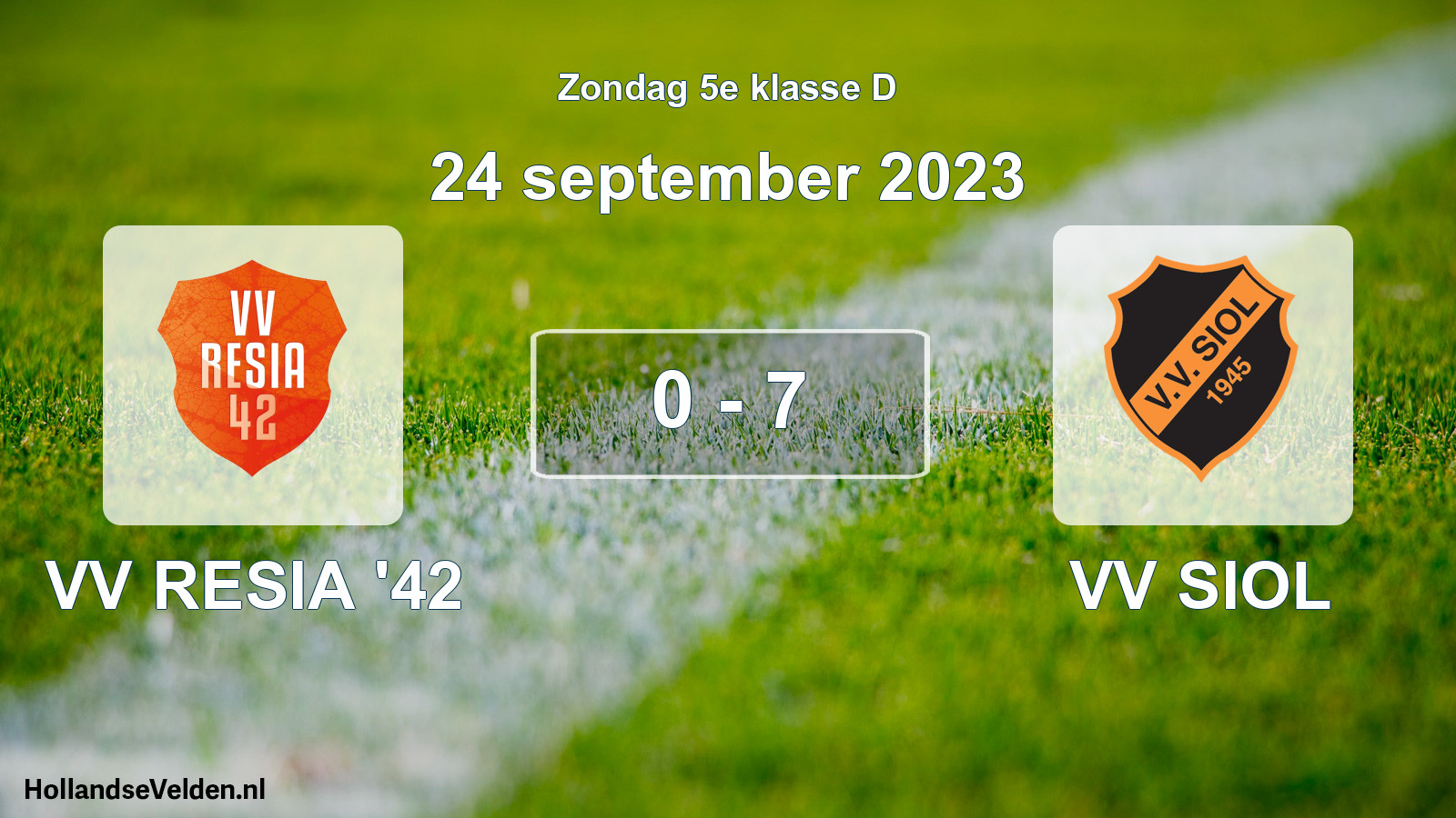 Total number of matches played: VV RESIA '42 - VV SIOL 0 - 7 (24 September 2023)