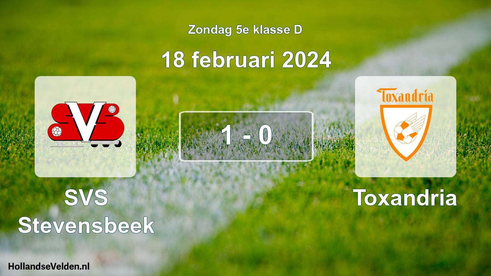 Total number of matches played: SVS Stevensbeek - Toxandria 1 - 0 (18 February 2024)