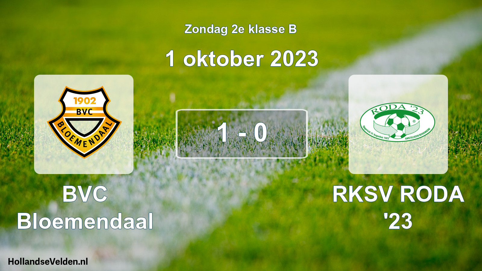 Total number of matches played: BVC Bloemendaal - RKSV RODA '23 1 - 0 (1 October 2023)