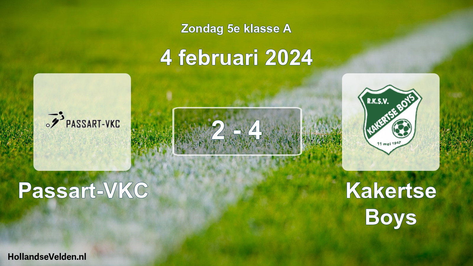 Total number of matches played: Passart-VKC - Kakertse Boys 2 - 4 (4 February 2024)