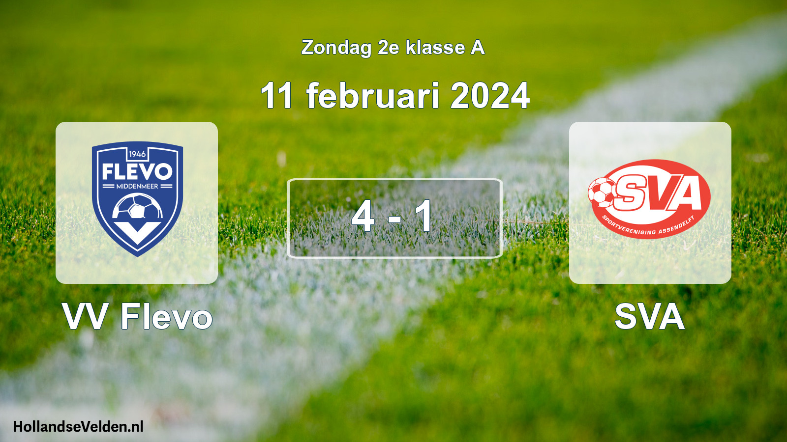 Total number of matches played: VV Flevo - SVA 4 - 1 (11 February 2024)