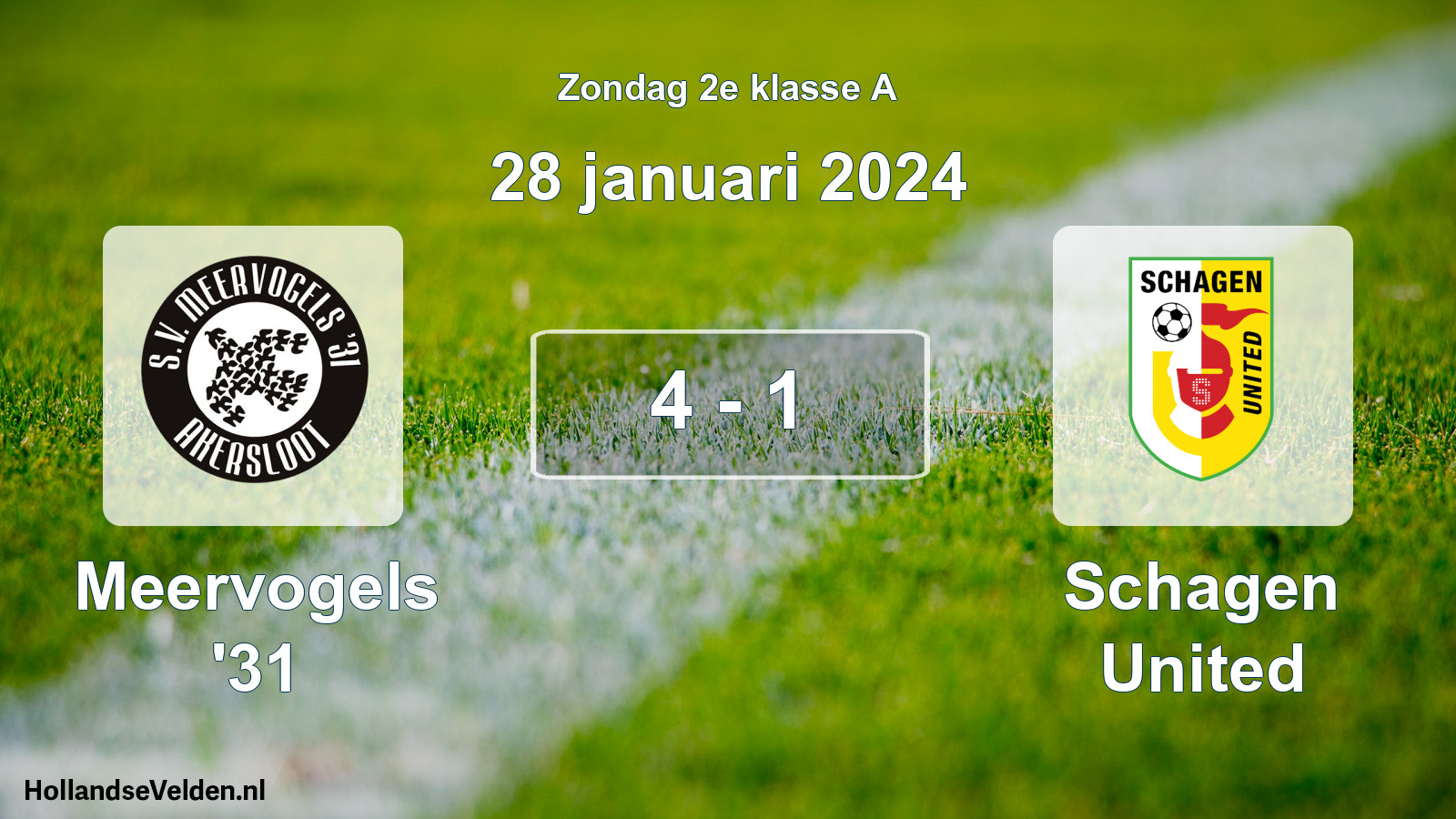 Total number of matches played: Meervogels '31 - Schagen United 4 - 1 (28 January 2024)