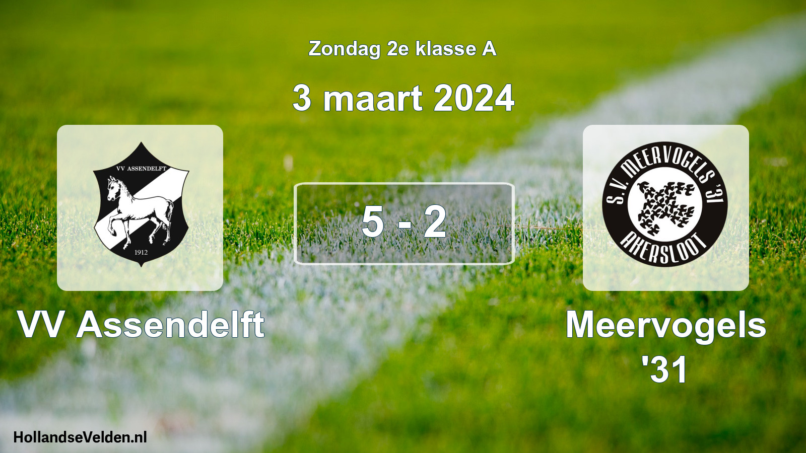 Total number of matches played: VV Assendelft - Meervogels '31 5 - 2 (3 March 2024)