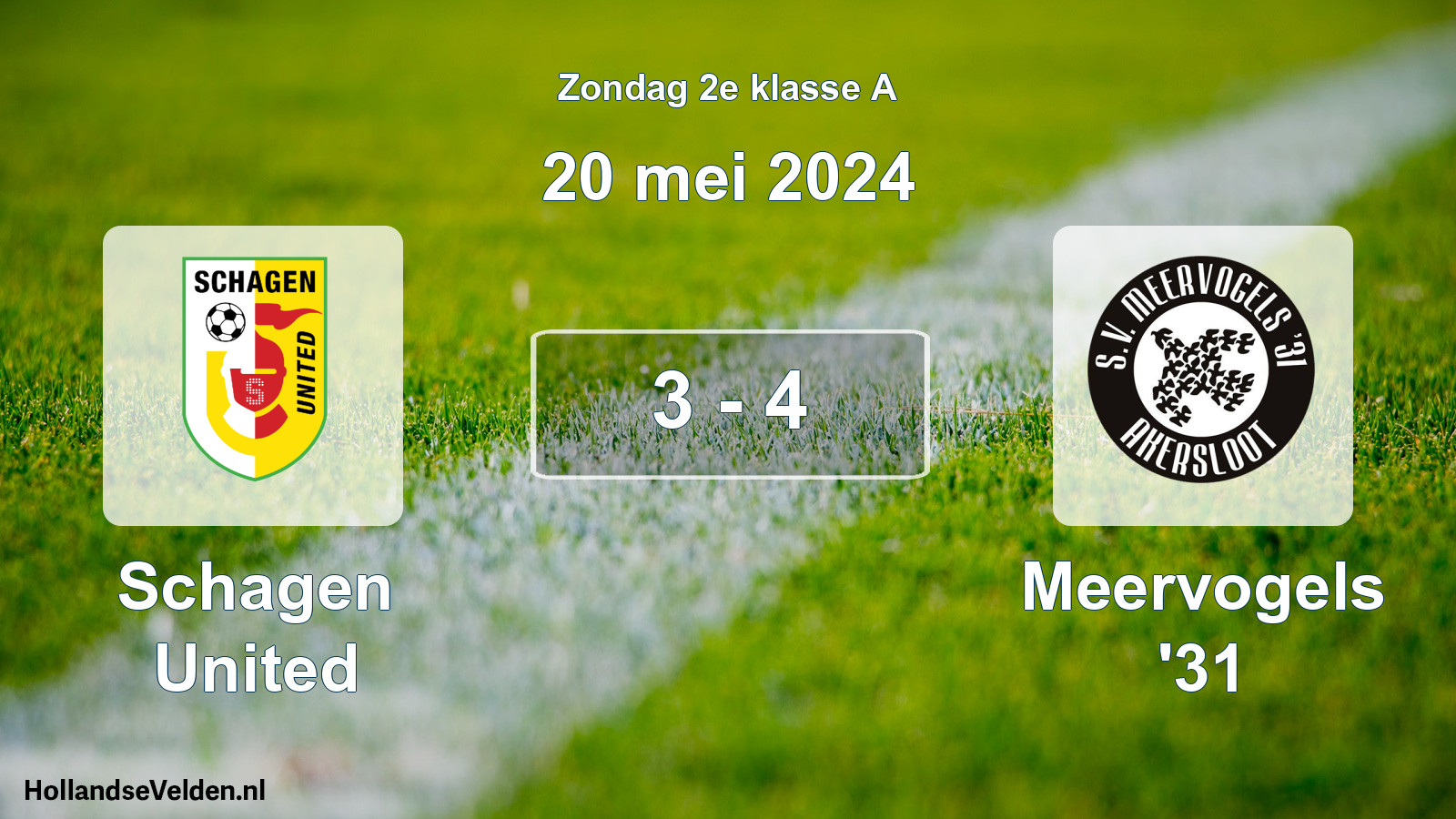 Total number of matches played: Schagen United - Meervogels '31 3 - 4 (20 May 2024)