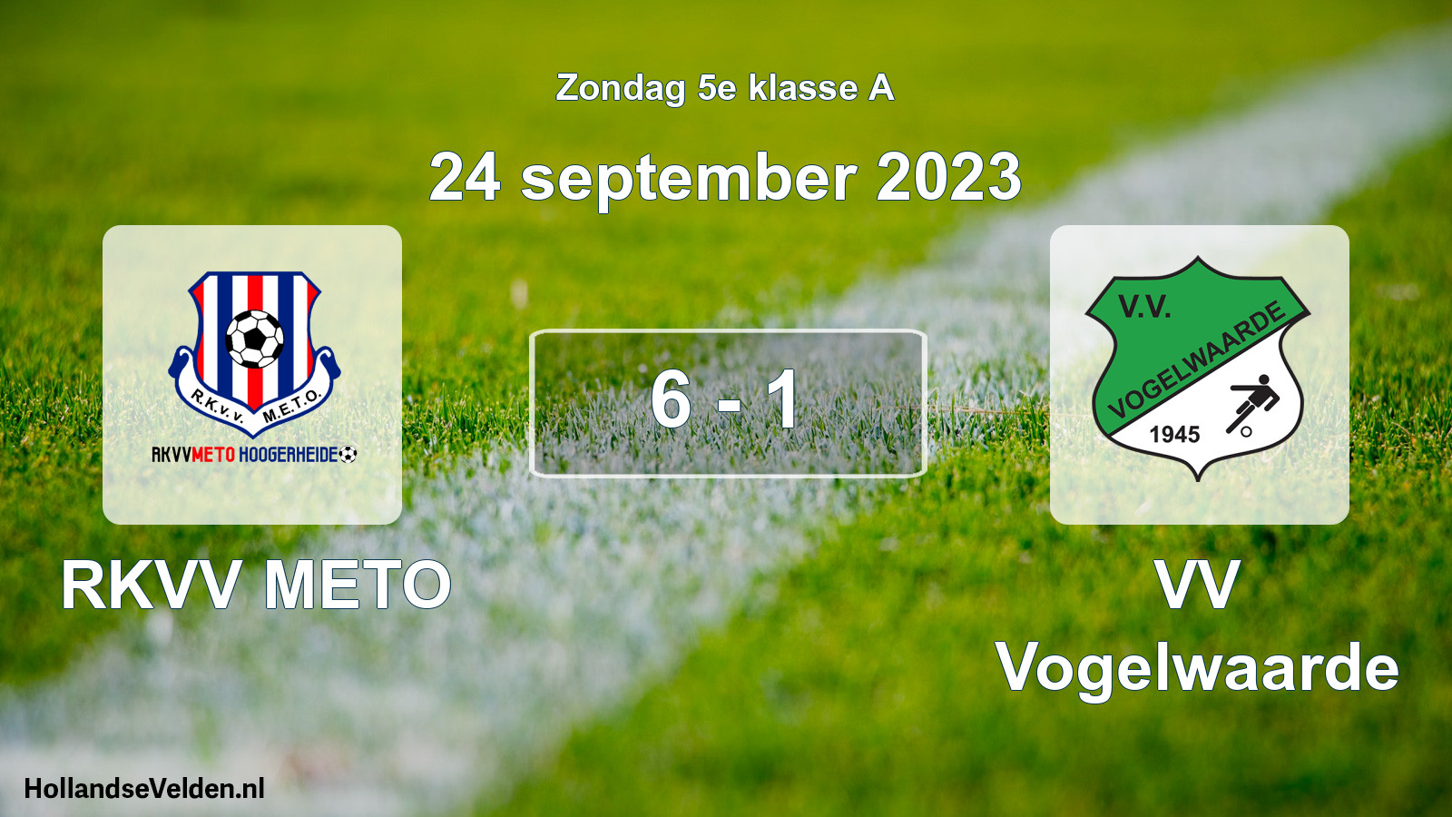 Total number of matches played: RKVV METO - VV Vogelwaarde 6 - 1 (24 September 2023)
