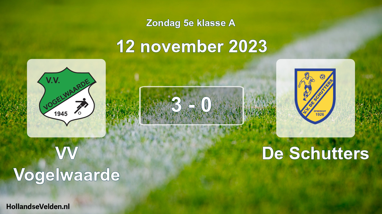 Total number of matches played: VV Vogelwaarde - De Schutters 3 - 0 (12 November 2023)