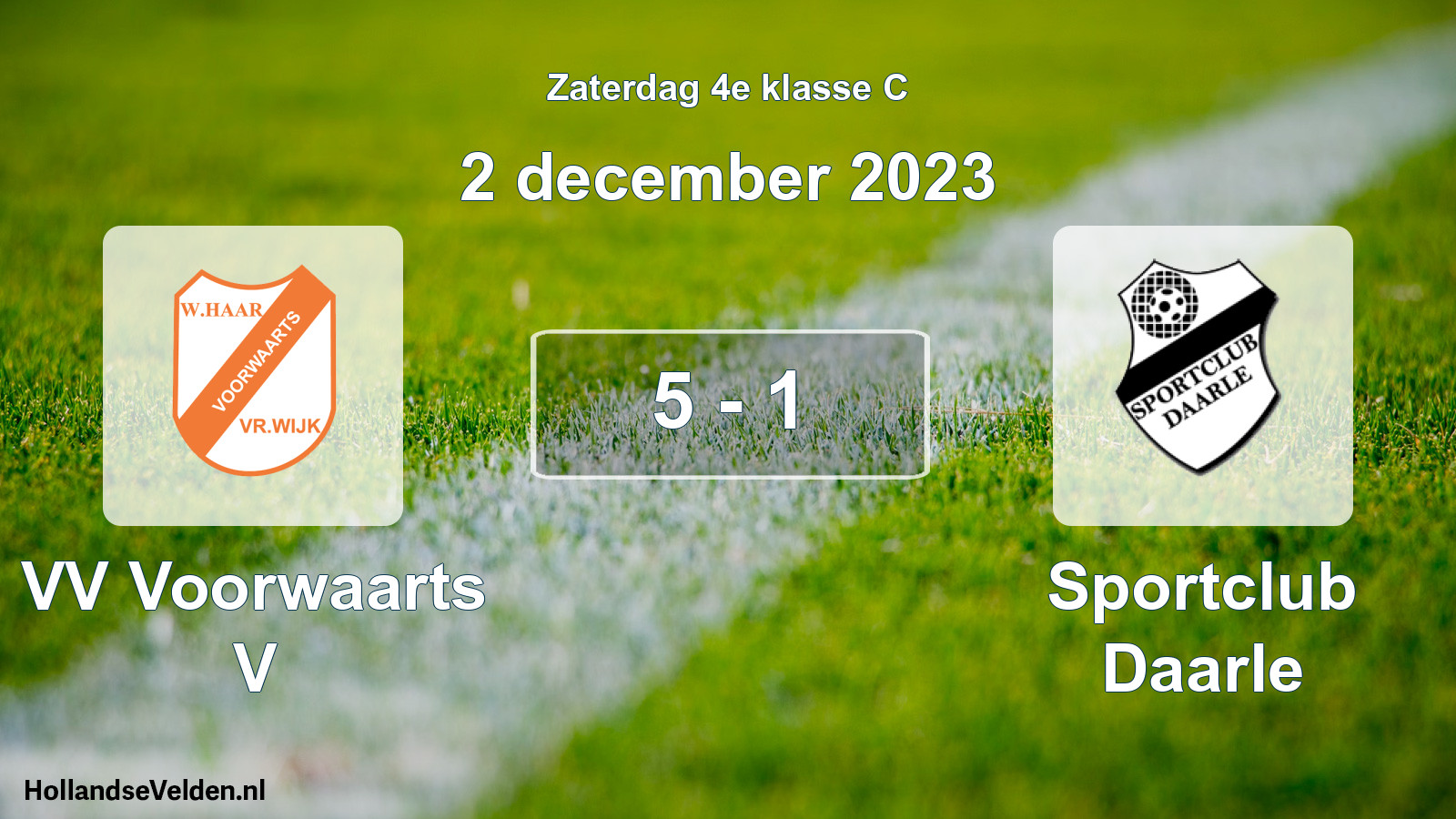 Total number of matches played: VV Voorwaarts V - Sportclub Daarle 5 - 1 (2 December 2023)