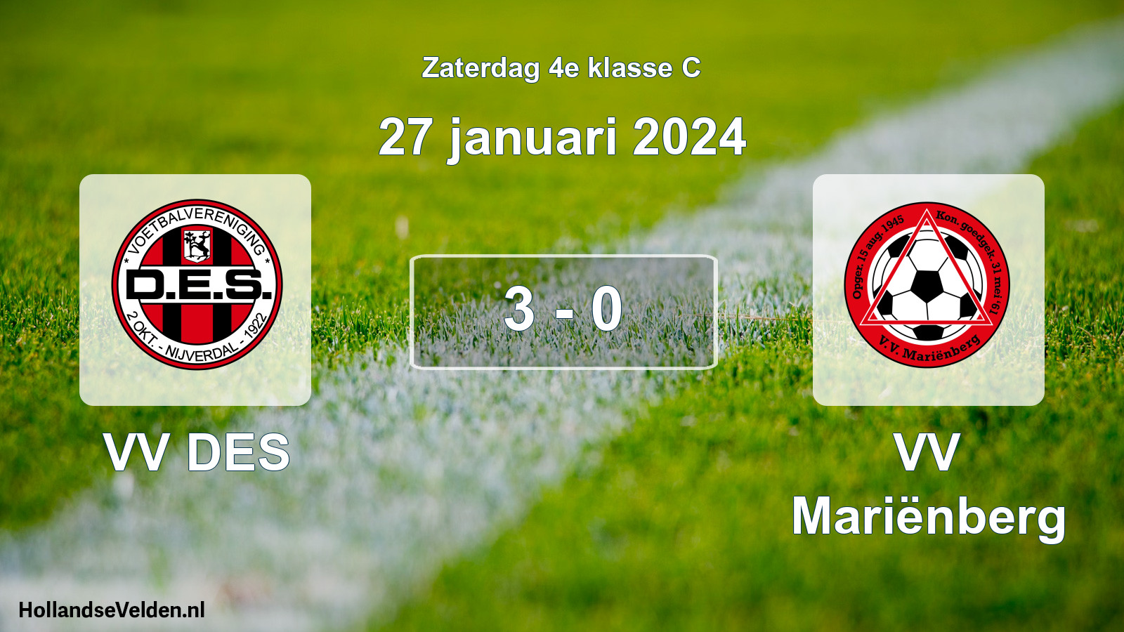 Total number of matches played: VV DES - VV Mariënberg 3 - 0 (27 January 2024)