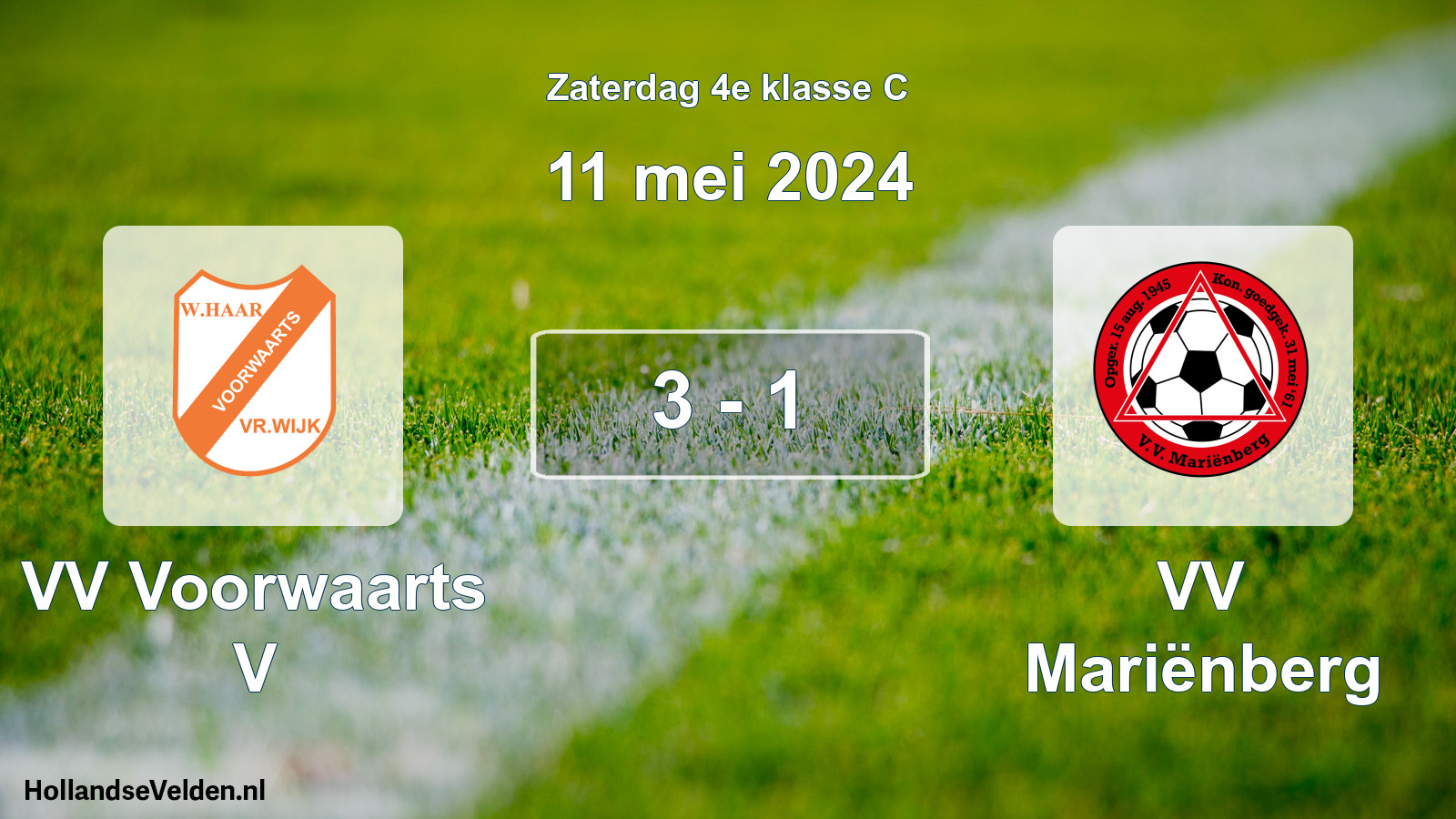Total number of matches played: VV Voorwaarts V - VV Mariënberg 3 - 1 (11 May 2024)