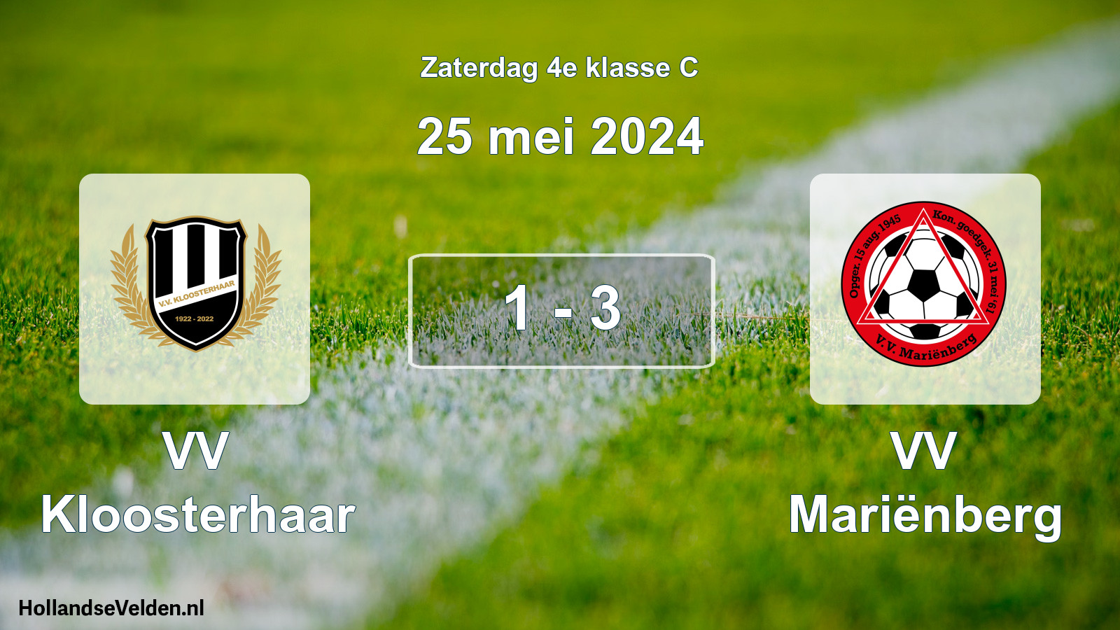 Total number of matches played: VV Kloosterhaar - VV Mariënberg 1 - 3 (25 May 2024)