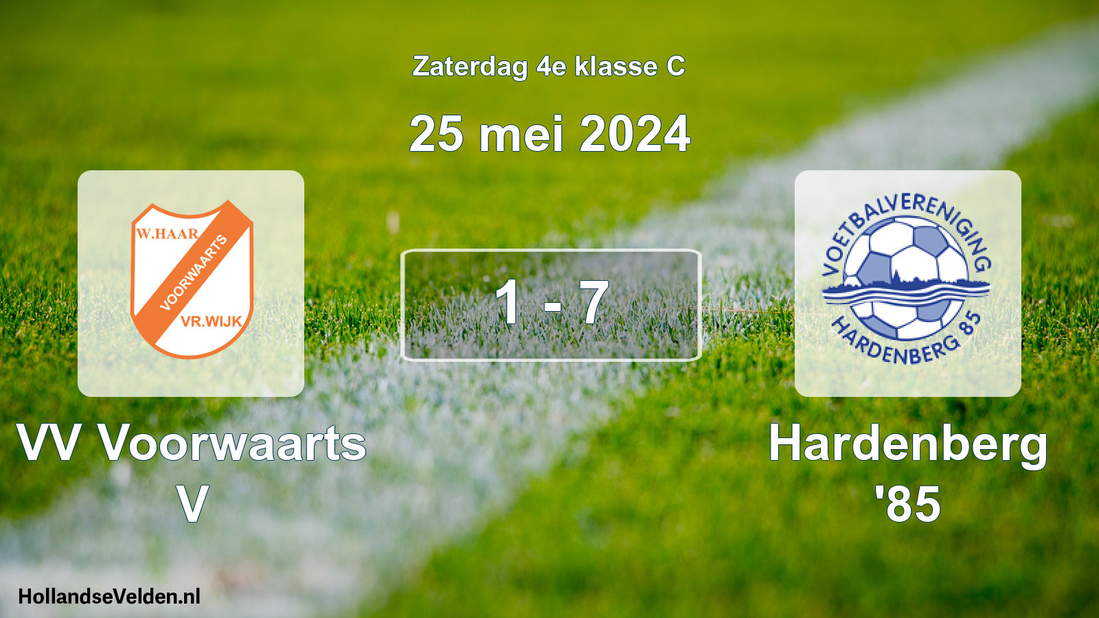 Total number of matches played: VV Voorwaarts V - Hardenberg '85 1 - 7 (25 May 2024)