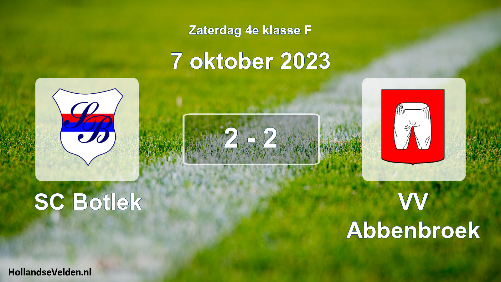Total number of matches played: SC Botlek - VV Abbenbroek 2 - 2 (7 October 2023)