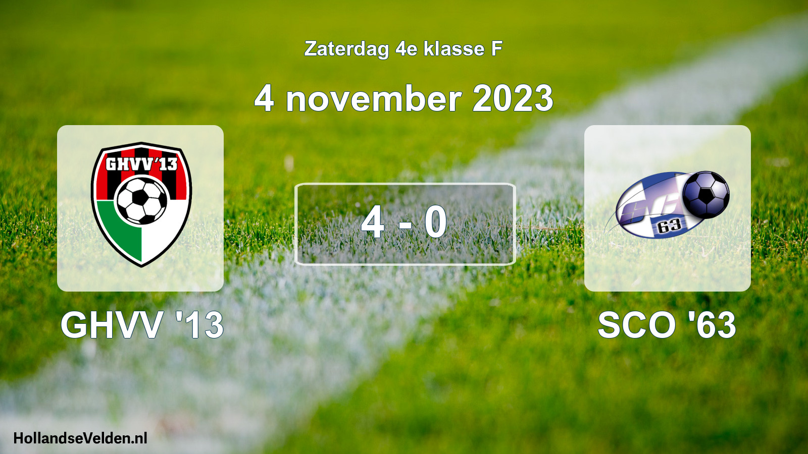Total number of matches played: GHVV '13 - SCO '63 4 - 0 (4 November 2023)