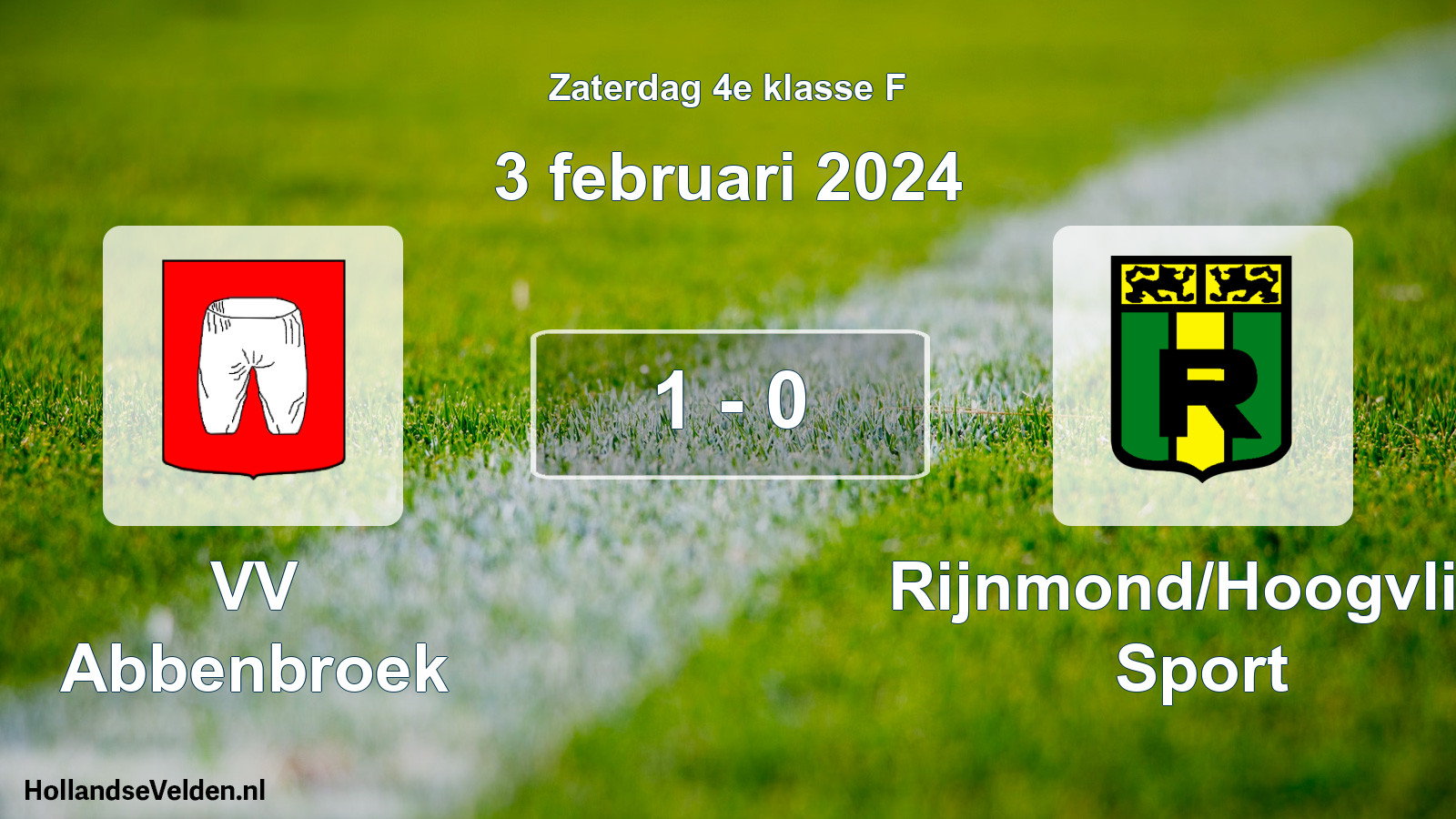 Total number of matches played: VV Abbenbroek - Rijnmond/Hoogvliet Sport 1 - 0 (3 February 2024)