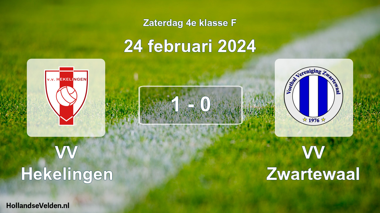 Total number of matches played: VV Hekelingen - VV Zwartewaal 1 - 0 (24 February 2024)