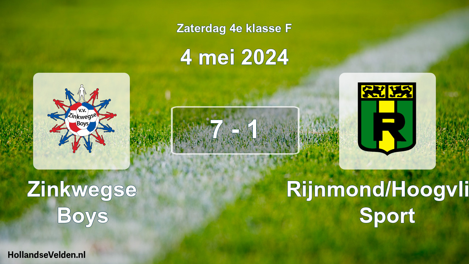 Total number of matches played: Zinkwegse Boys - Rijnmond/Hoogvliet Sport 7 - 1 (4 May 2024)