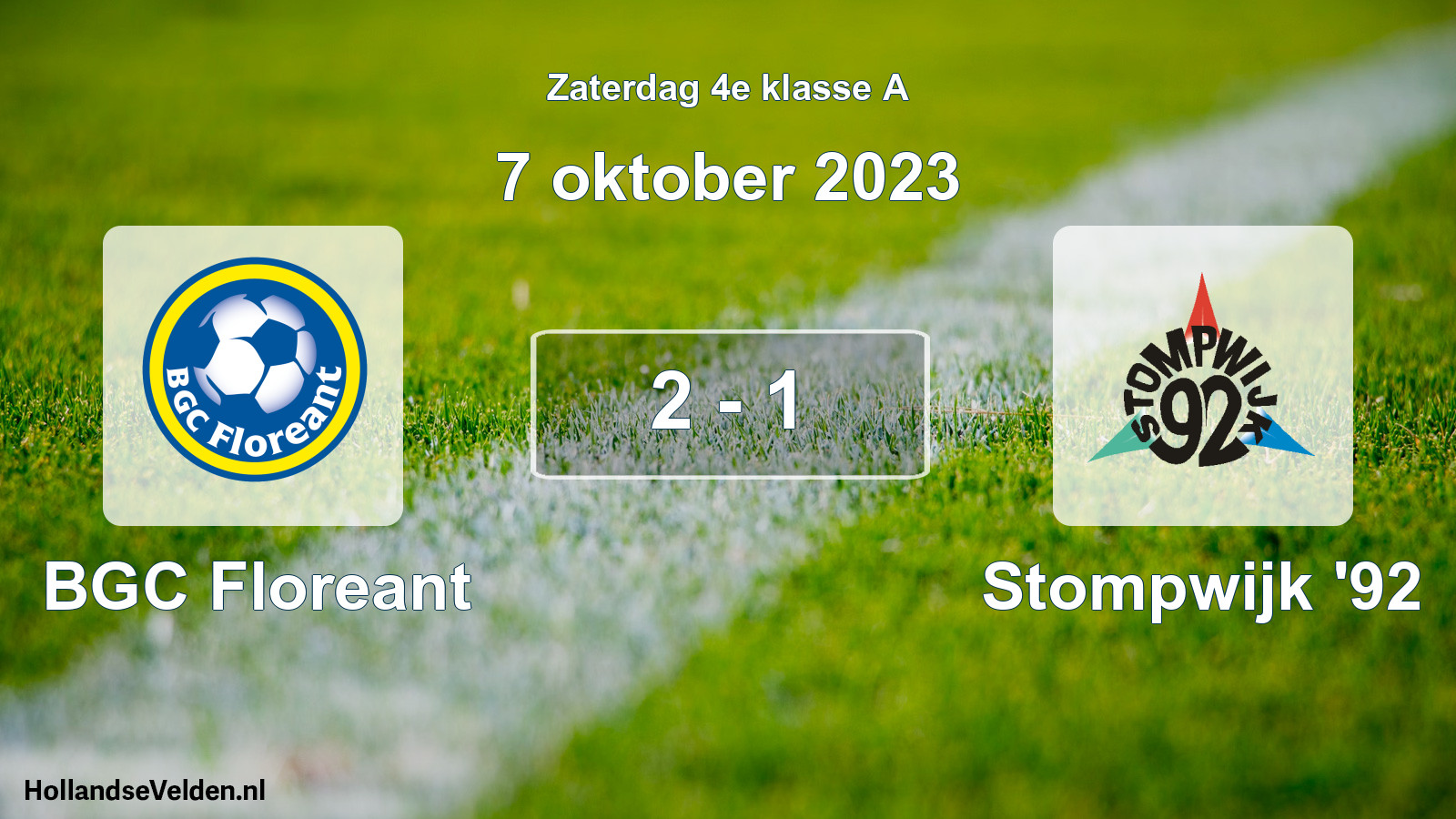 Total number of matches played: BGC Floreant - Stompwijk '92 2 - 1 (7 October 2023)