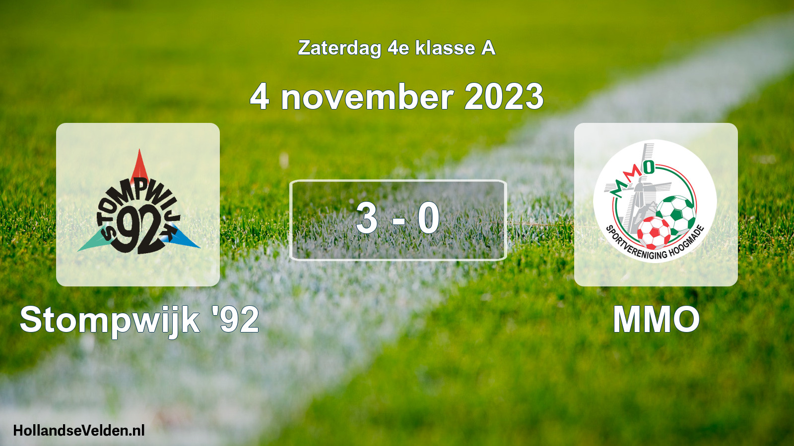 Total number of matches played: Stompwijk '92 - MMO 3 - 0 (4 November 2023)